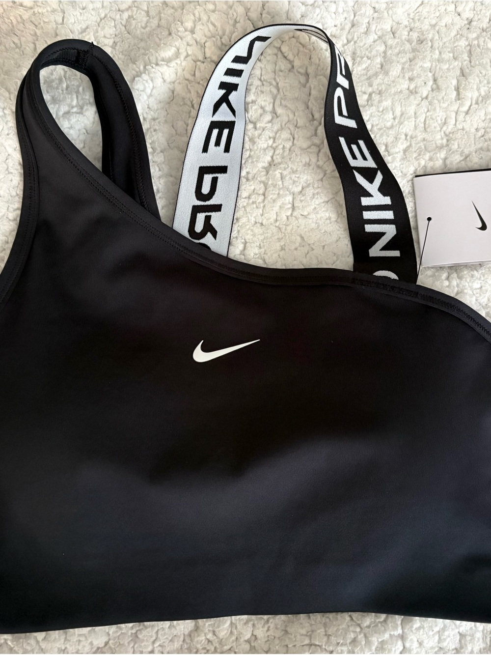 Nike Black One-Shoulder Swim One-Piece with Branded Straps